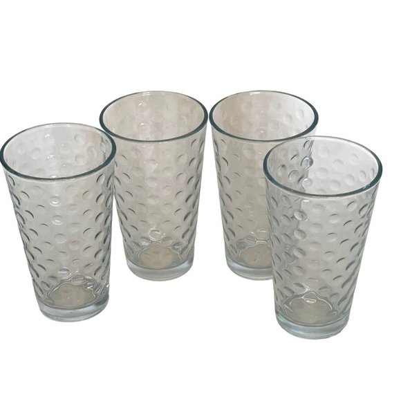 Vintage Libbey Glassware Coin Dot Tumbler Glass Set of 4 - 16 ounces Glasses - Picture 1 of 7